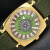 HAND-WINDING VINTAGE SWISS MENS POKER FACE GREEN COLOR DIAL WATCH A701123-5 R205b-a701123
