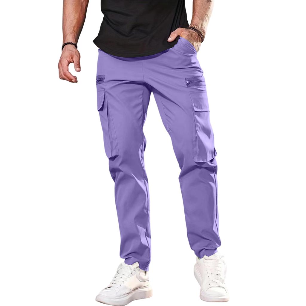 Herren Freizeit-Sport-Hose Mit Reißverschluss-Dekoration Und Bund-Kordelzug Arbeitshose