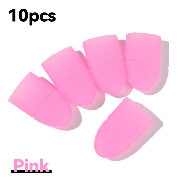 

Зажим для лака для ногтей Soak Off Силиконовый колпачок УФ-гель для снятия лака Обертывания Обезжиривающее средство для кончиков пальцев Лак Маникюрный инструмент розовый