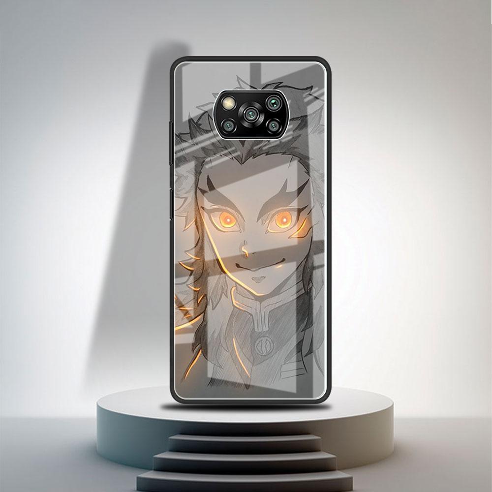 Glass Case For Xiaomi Poco X3 NFC 11 Lite 11T F3 M3 For Redmi Note 11 10 9 8 Pro 10S 9S 9A 9C Phone Cover Anime Demon Slayer