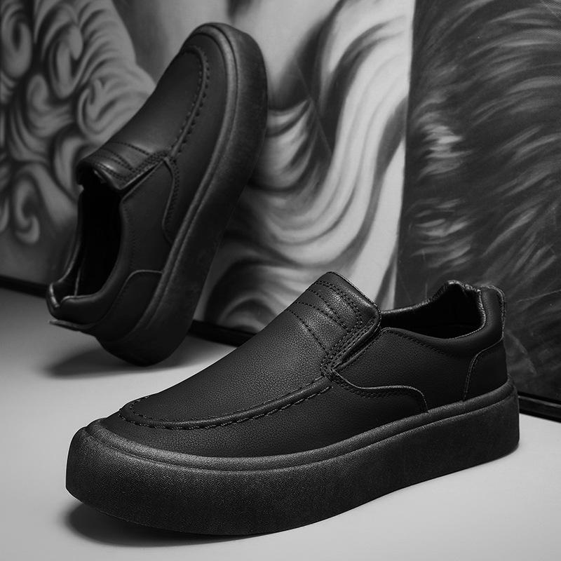 

Casual men s shoes, casual board shoes, soft-soled lazy one-pedal foot cover, fashionable, dirt-resistant and breathable British style leather shoes 44