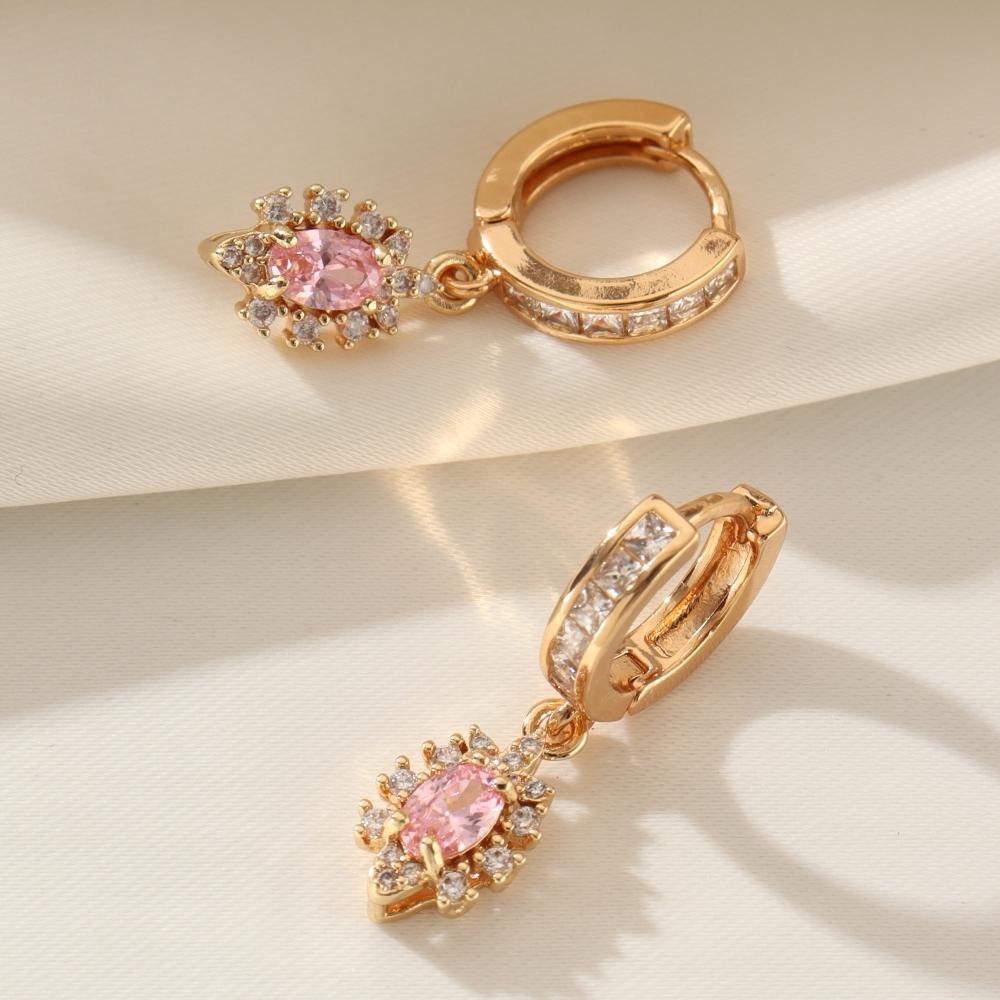 1 Pair Fashion Geometric Shapes Dangle Earrings for Women Cubic Zirconia Jewelry Wedding Party Accessories
