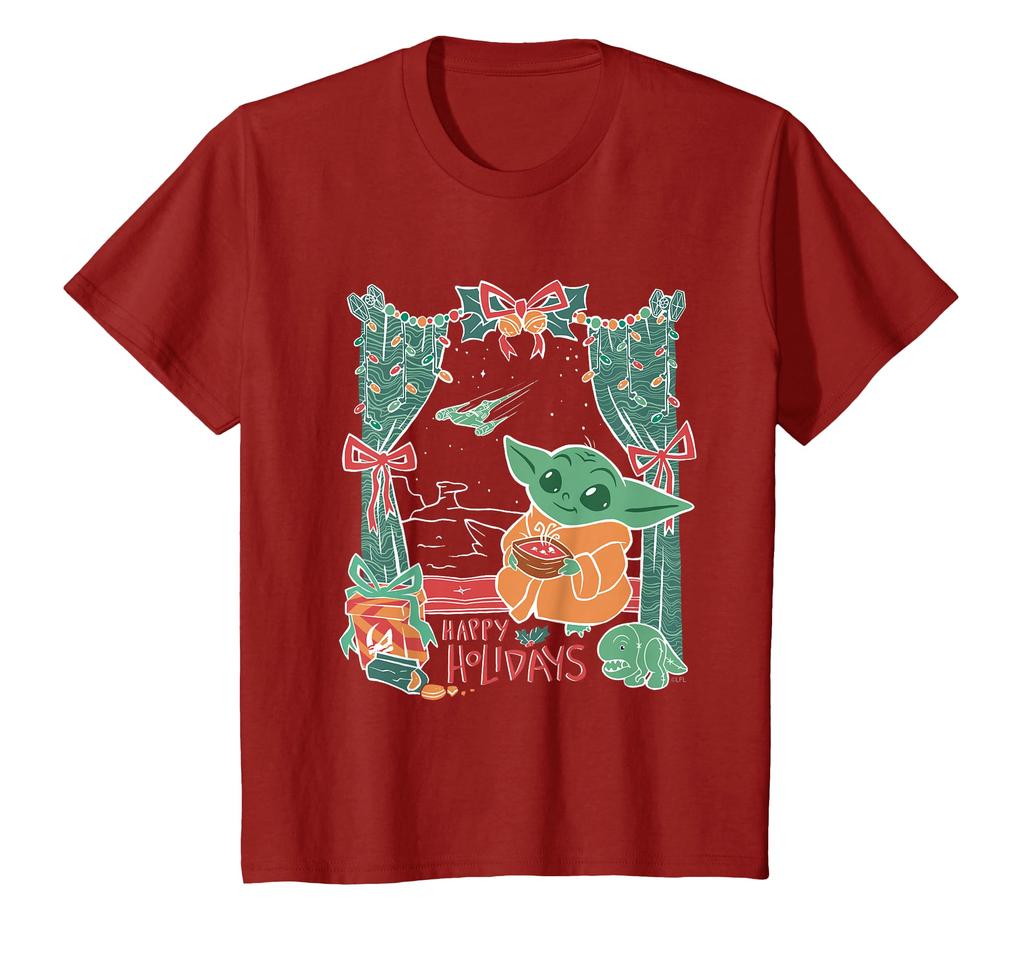 STAR WARS Grogu Christmas Window Happy Holidays T-Shirt
