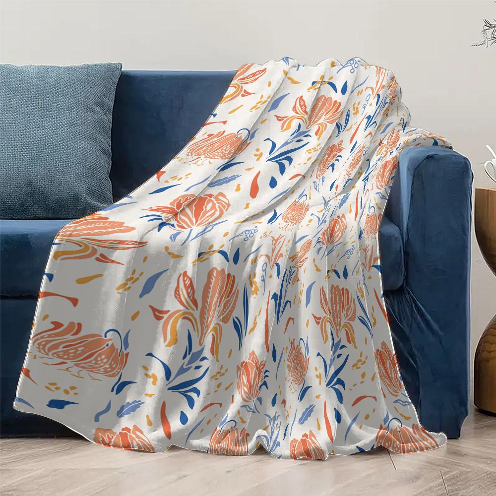 Soft Fleece Blanket Cute Floral Print Bedding Throw Blanket for Sofa Couch Decorative Throw Blanket Gift