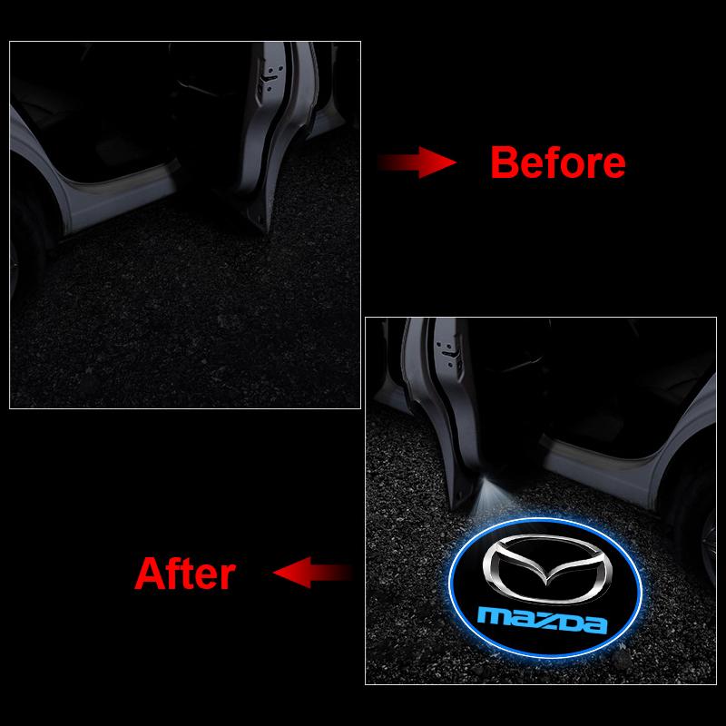2Pcs Car Door Emblem Light LED Welcome Lamp Wireless Laser Projector For Mazda 2 3 4 5 6 7 8 9 323 626 Axela CX3 CX4 CX5 CX6 CX7 CX9 MX3 RX7 RX8
