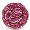 WHTUOHENG Rose Flower Evening Crystal Clutches Purses Diamond Wedding Clutches Rhinestones Hard Metal  Bags Dinner Bridal Party