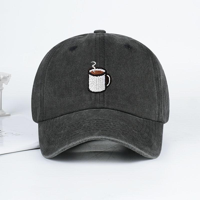Berretto da Baseball Lavato con Ricamo di Tazza da Caffè – Cappello Solare Unisex Regolabile per Amanti del Caffè, Perfetto per Corsa e Pesca