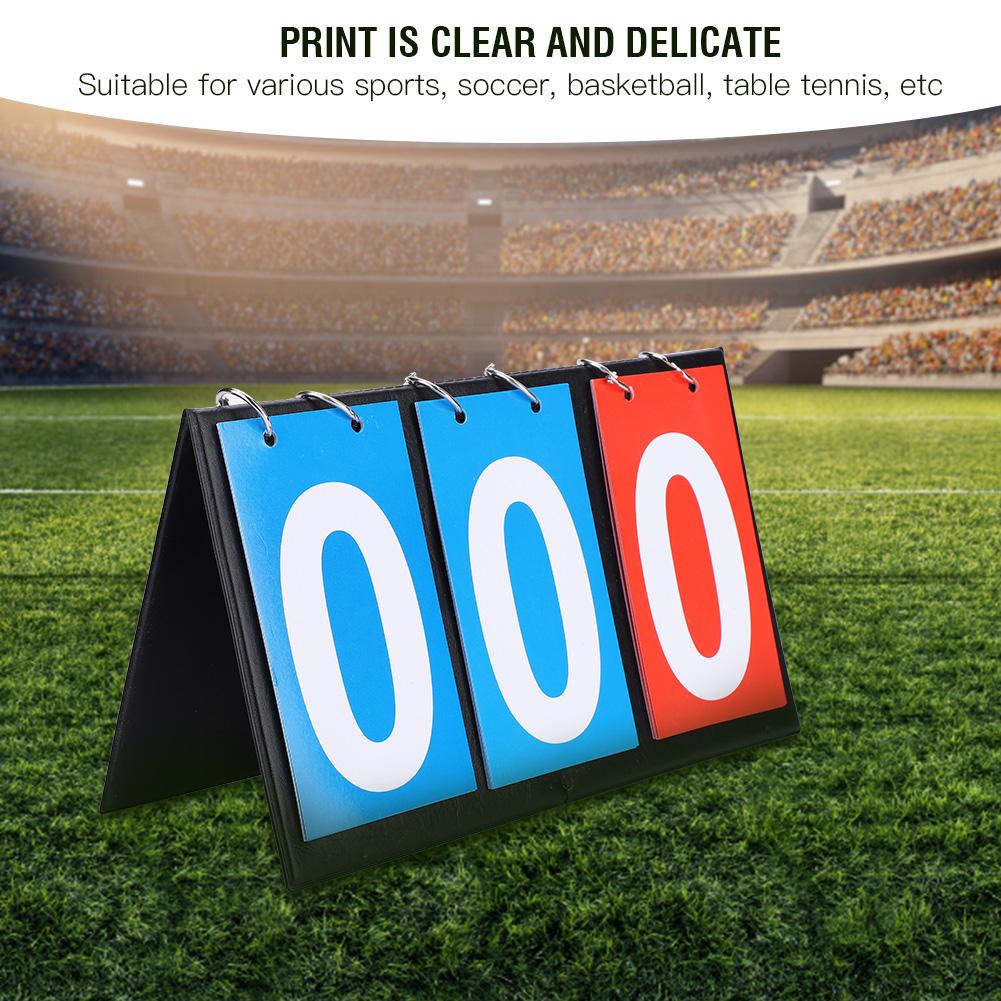 Portable Flip Sports Scoreboard Score Counter for Table Tennis Basketball(3 Digit Red Blue)