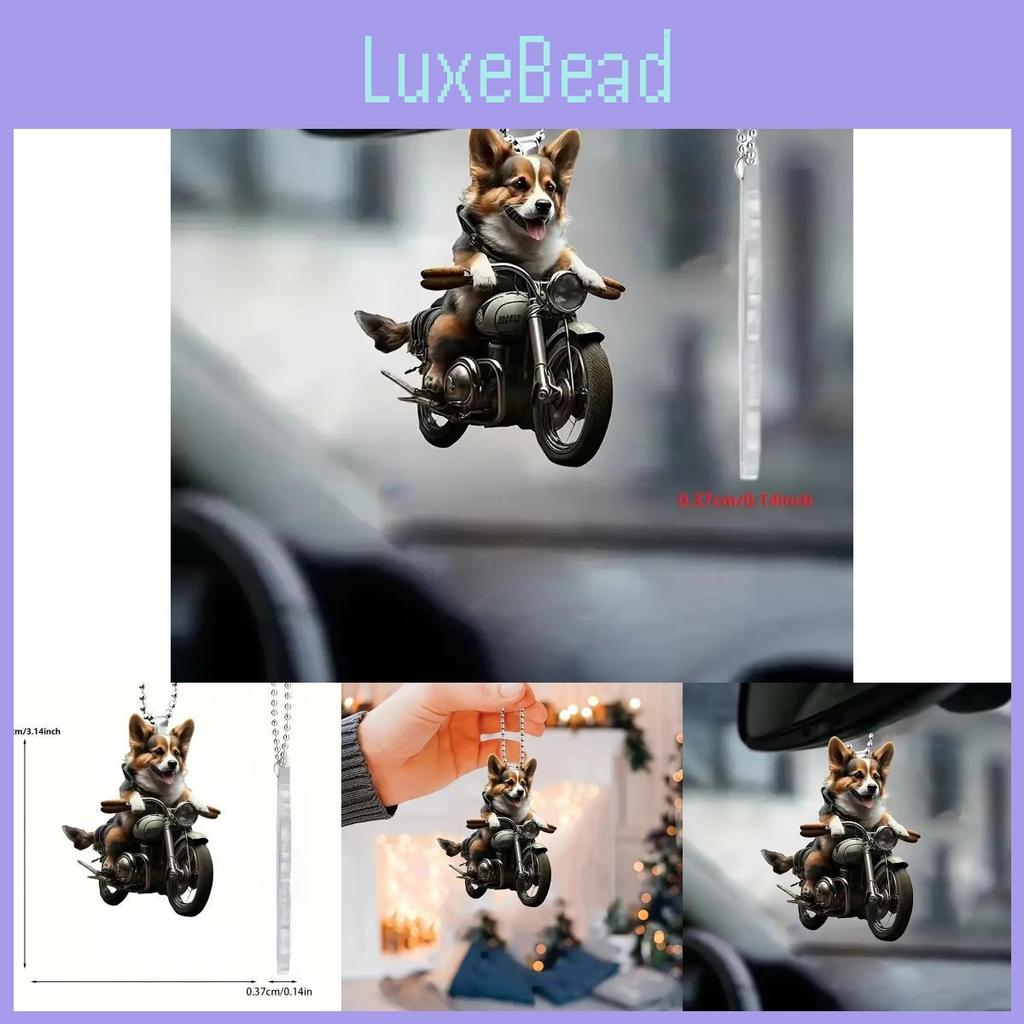 Cartoon Acrylic Motorcycle Dog Pendant Unique Car Decoration For Home And Backpack