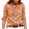 Camicie Vintage da Donna in Denim Lavato Manica Lunga Collo a Revers Bottoni Bluse Casual Ampie Top Quotidiani
