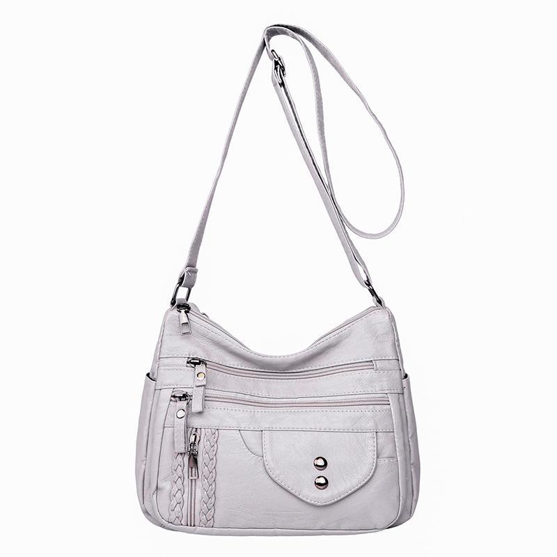 Borsa a tracolla in morbida pelle per donna di mezza età, multitasche, borsa per la mamma