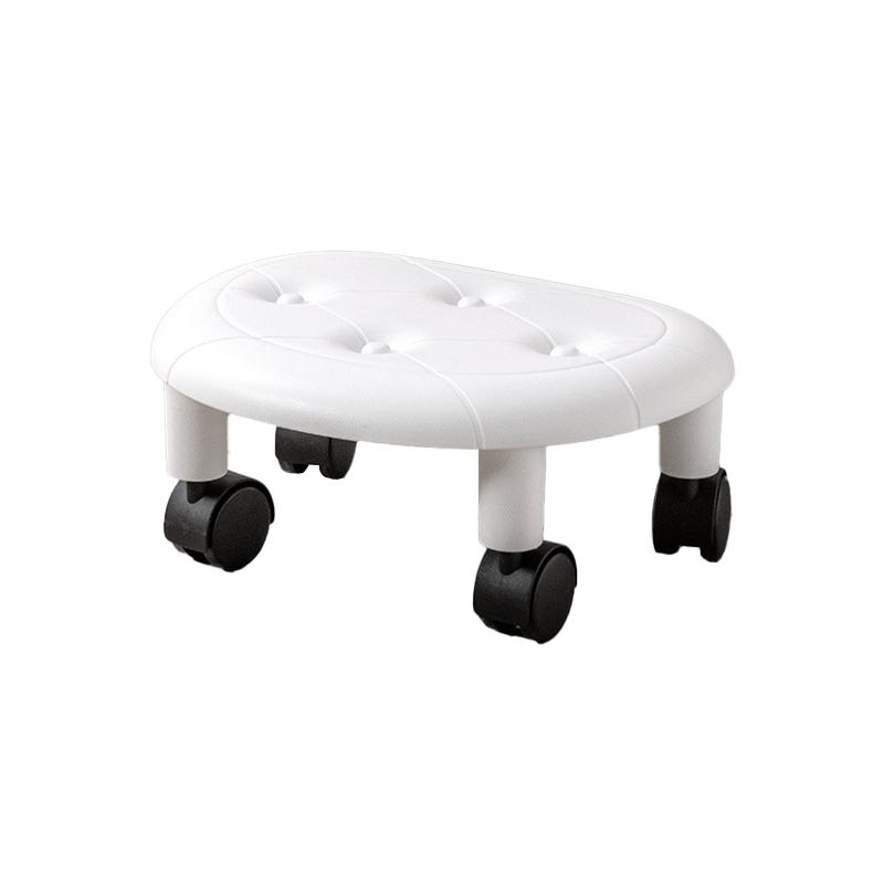 1PC with Wheels for Household Living Imitation Leather Portable Small Stool Universal Wheel Pulley Low Stool Silent Mobile