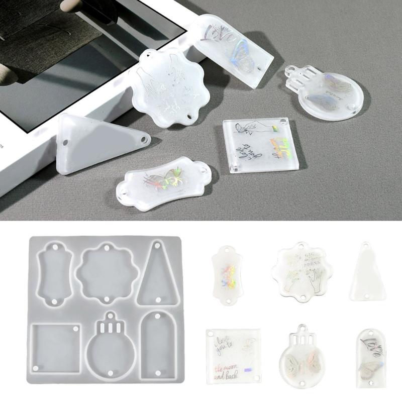 6 Cavities Pendant Silicone Molds for Pendant Earrings Necklace Keychain Mold Resin Molds Jewelry DIYs Casting Mold Craft