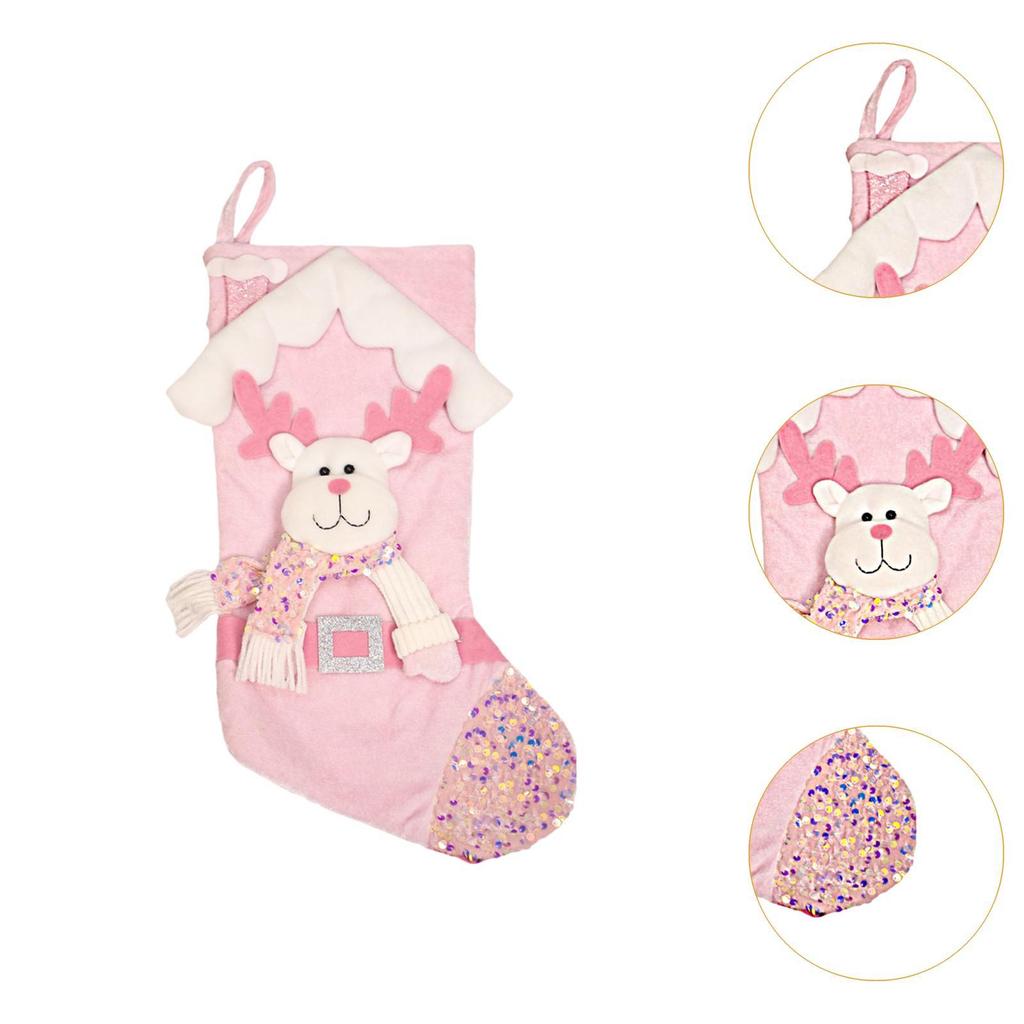 Christmas Stocking Storage Pouch Creative Sequin Christmas Sock for Christmas Tree Window Festival Front Door Party Favor