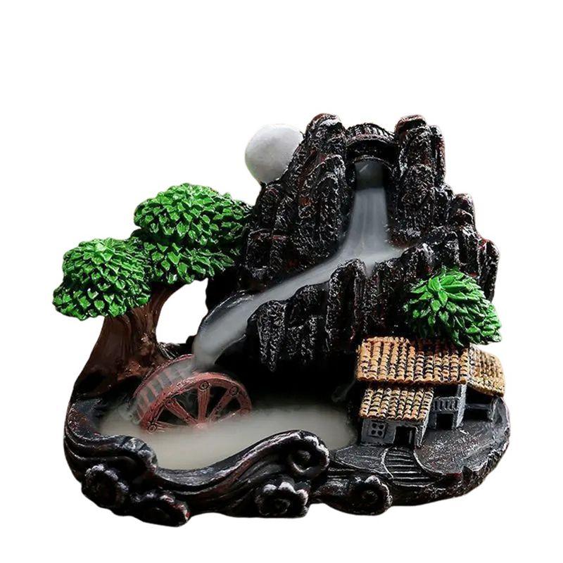 Practical-High Mountain Flowing Waterfall Backflow Incense Burner Home Fragrance Diffuser Incense Burner Decoration