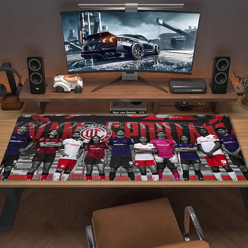 Toluca FC Mouse Pad, Large Gaming Desk Mat, Non-slip XXL Mousepad for Laptop & Tablet, Mini PC Playmat with Stitched Edges