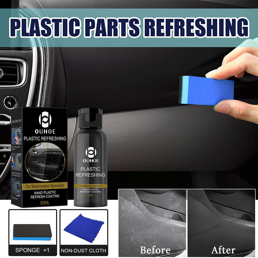 Plastic Refreshing Coating Kit Waterproof Car Scratch Repair Agent with Sponge Brush and Wipe 30/50ml for Car Panel Maintenance