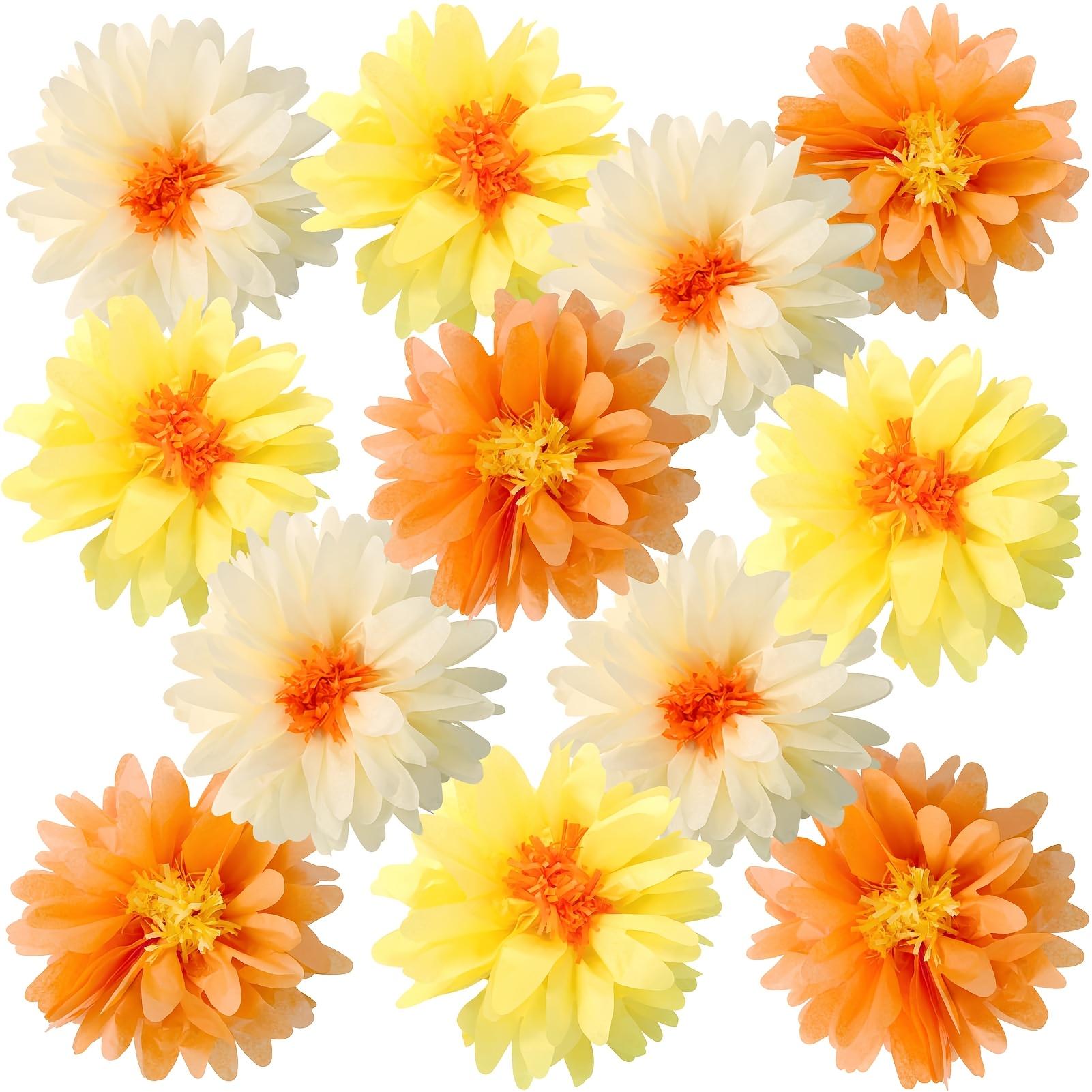 

12Pcs Random Color Daisy Tissue Paper Pom Poms Party Decorations For Spring And Summer, Wall Bulletin Board, Wedding, Birthday Decorations 4Styles 12Pcs-20cm