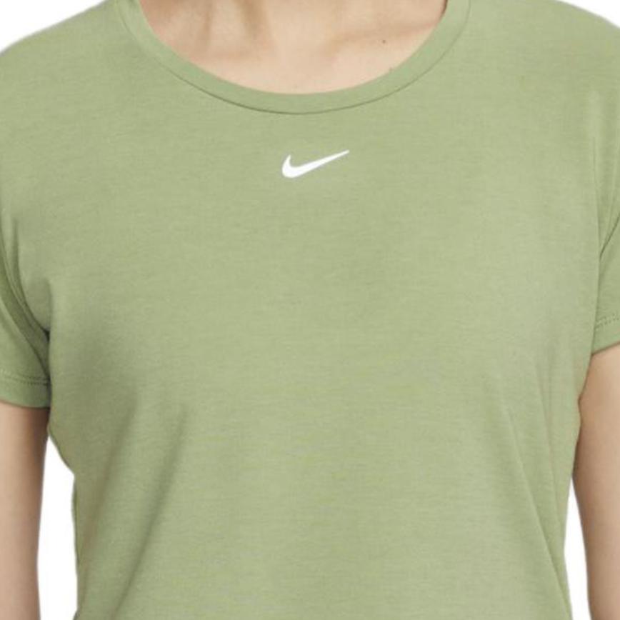 Nike Solid Color Breathable Round Neck Short Sleeve T-Shirt Women Tops Olive-Green DD0619-386