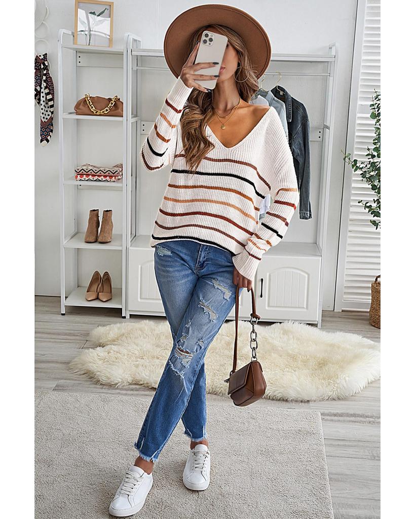 Azura Exchange Striped Knit Sweater