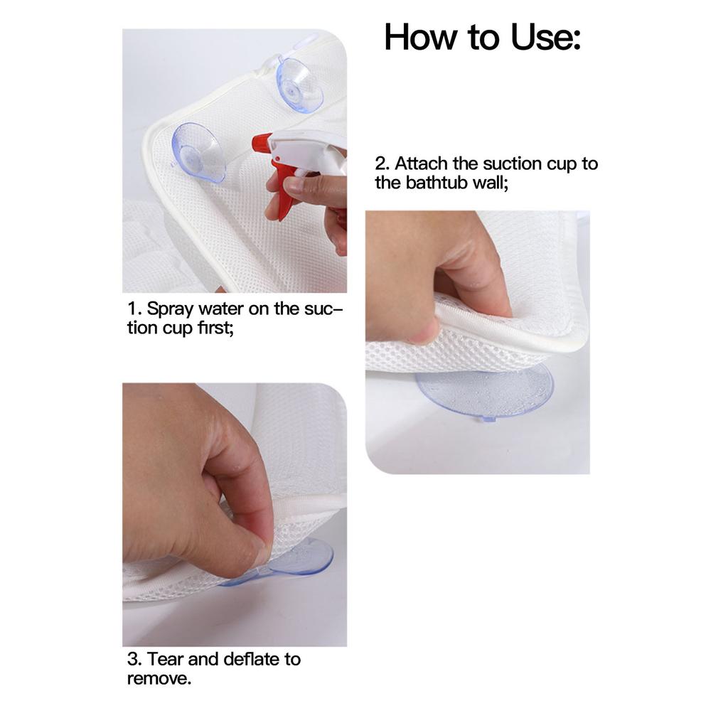 Badekissen mit 6 Saugnäpfen Ergonomisches Rutschfestes Badewannen Kopfstützkissen zur Nacken- und Rückenunterstützung