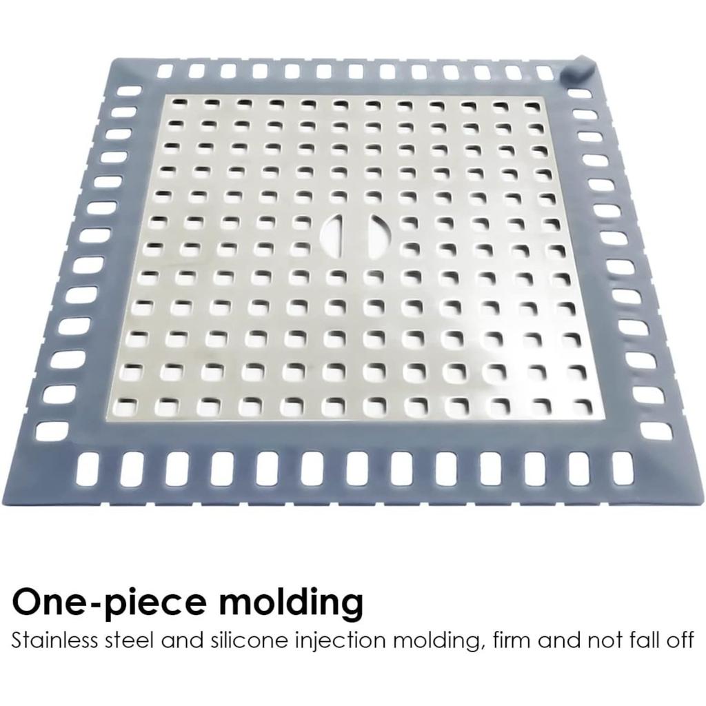 1pc Shower Drain Hair Catcher/Strainer/Cover/Filter/Trap, Bathroom Floor Drain, Stainless Steel and Drain Shield, Square