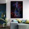Neon Effect Wine Bottle Poster Canvas Painting Luxury Wall Picture For Modern Living Room Home Decoration