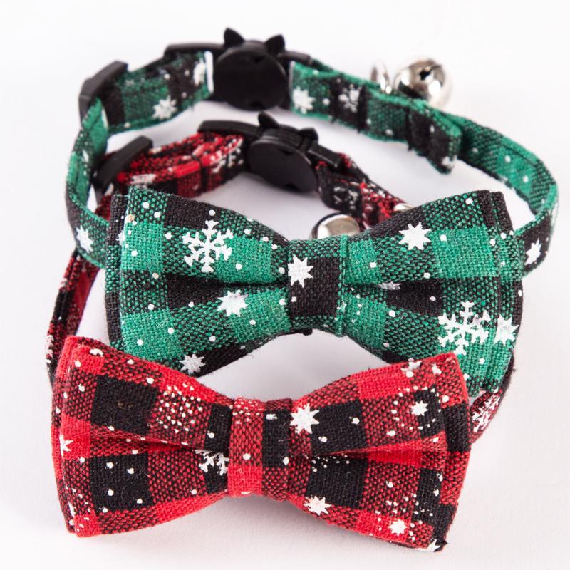 Adjustable Christmas Pet Collar with Bell and Bow for Small Dogs Cats Festive Party Costume Accessories 2026 New Year Gifts