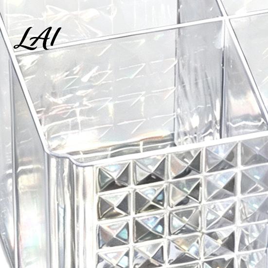 Dressing Table Storage Case Transparent Acrylic Makeup Brush Organizer Multi-Compartment Bin Modern Vanity Bin Style Cosmetic Display for Lip Gloss