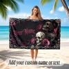 Skull Gothic Theme Beach Towel Personalized Custom Name & Text Soft Quick Dry Beach Towel for Swimming Travel