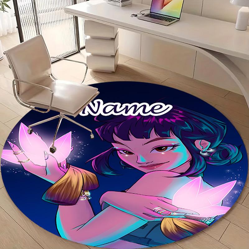 Personalized K-KPop Demon Hunters Round Chair Office Rug - Perfect for Mat, Office Chair & More - Ideal Gift for Birthdays and Holidays