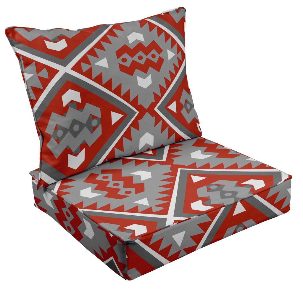 Vargottam Bedrucktes Outdoor Tiefsitz Patio Kissen Set 2-teiliges Sitzset Allwetter Ersatz