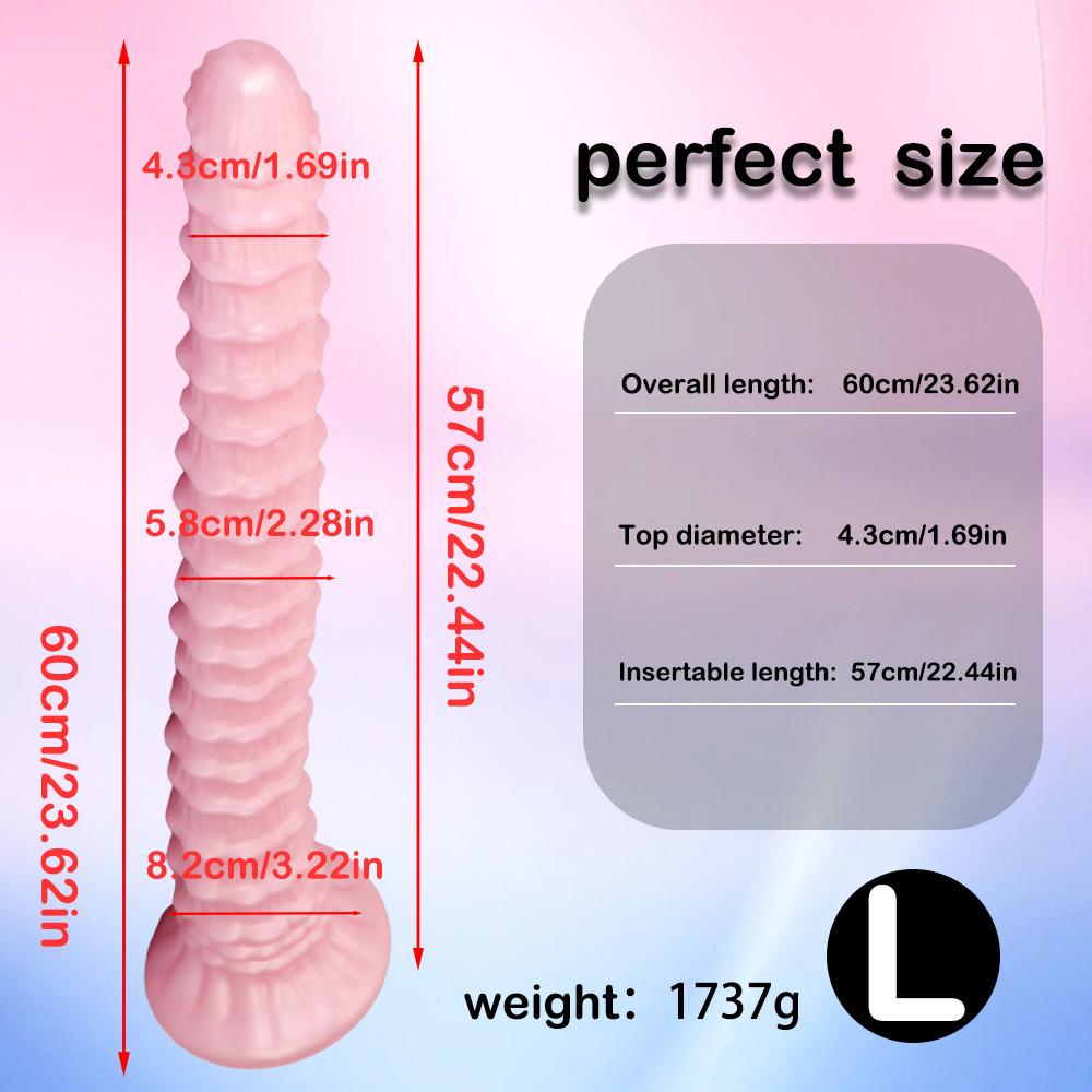 60cm Extra Long Silicone Anal Snake - Unisex Stretching Toy for Advanced Play, Giant Horse Cock Design, Dual-Ended for Anal/Vaginal Use