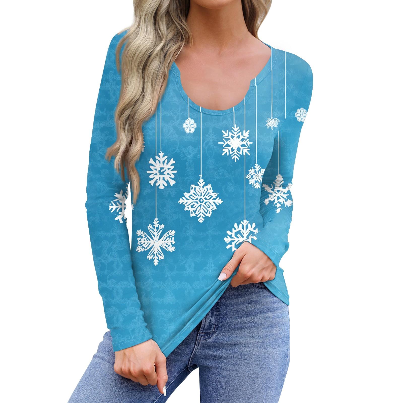 

Женская повседневная модная удобная рубашка с длинным рукавом и U-образным вырезом, повседневная свободная футболка, топы S