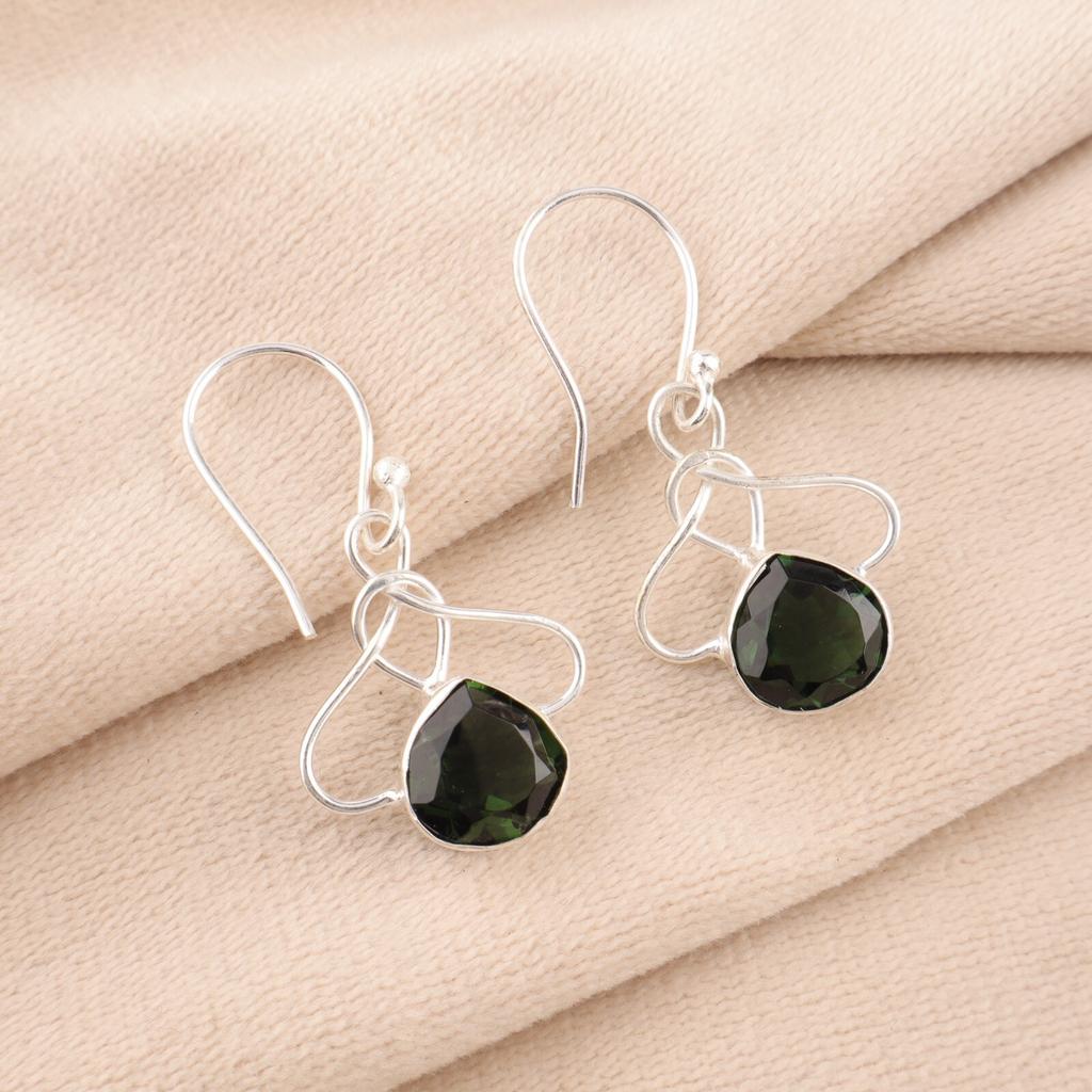 Green Tourmaline Gemstone 925 Sterling Silver Jewelry Partywear Earrings 1.50" EE-2-40