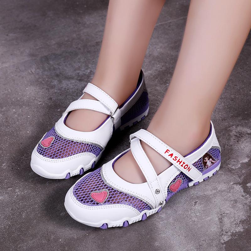 

Girls Mesh Summer Sandals 2026 - Casual, Hollow Out, Velcro Closure 28 білий/фіолетовий