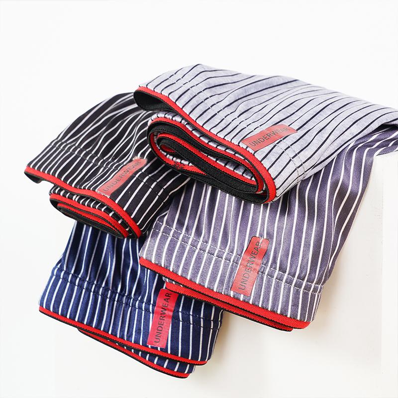 Plus Size Breathable Panties for Men Soft Striped Boxers Briefs Shorts L-4XL