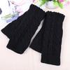 1 Pair Arm Warmers Fingerless Thumb Hole Super Soft Knitted Stretchy Cold Resistant Solid Color Winter Women Long Sleeves