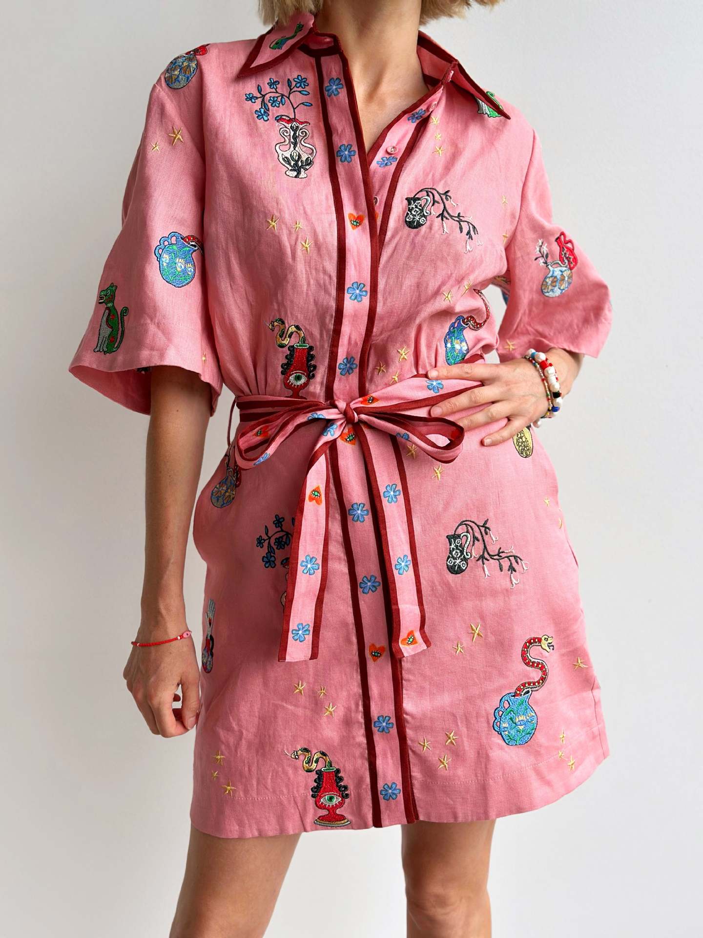 Europe and America 2026 New Casual Fashion Linen Shirt Cardigan Temperament Versatile Dress S