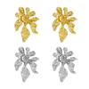 Elegant Statement Earrings for Women In Gold/Silver Plated Finish with Vintage Flower and Textured Waved Style