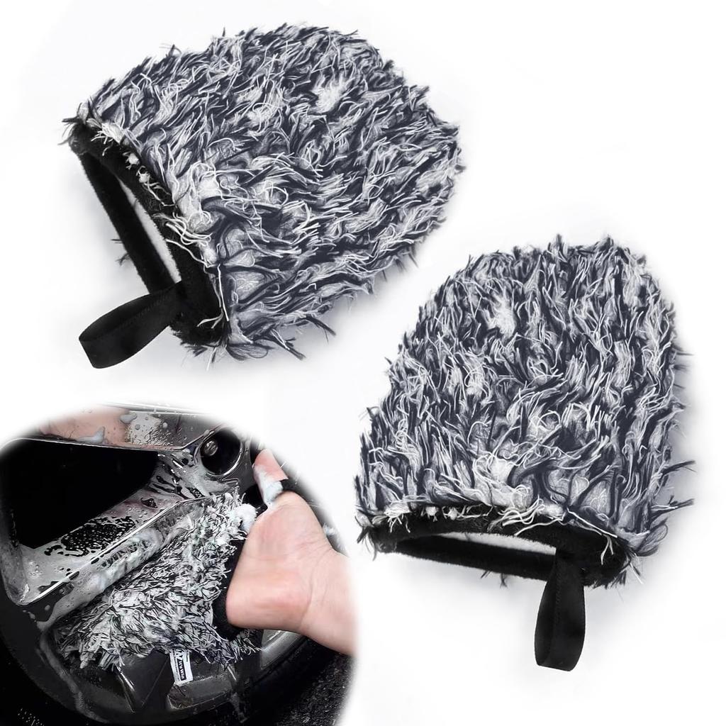 Car Wash Mitt, Wheel Mitt, 2 Pieces, Kids Mitt, Car Wash Gloves, Microfiber, Multi-functional