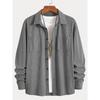 Men's Corduroy Shirt Jacket Spring Autumn Vintage Outerwear for Gentlemen