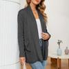 Dámské lehké kardigany s otevřeným předním dílem, dlouhým rukávem, ležérního volného střihu, tenké kardigany s kapsami