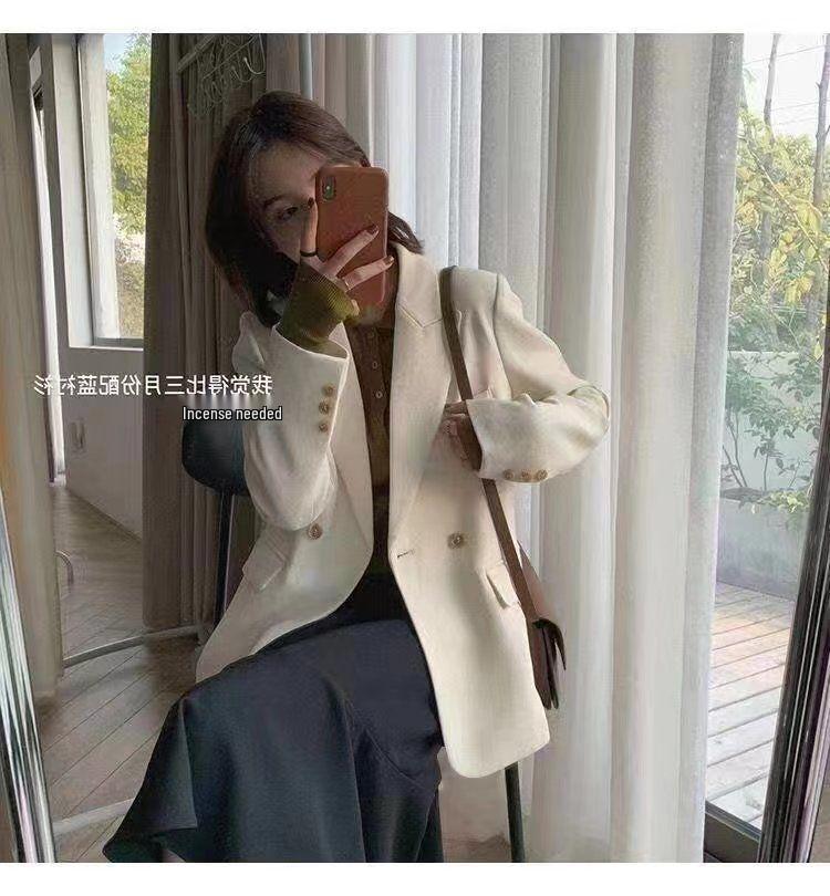 Women's Black High-End Street Style Coffee Blazer - Spring/Autumn 2025 Loose Casual Suit Top