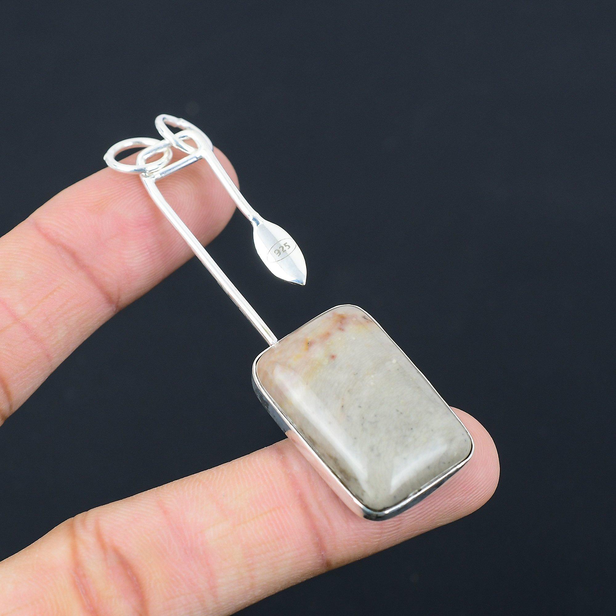 

Radiant Polychrome Jasper Gemstone Birthday Daughter Pendant Jewelry 925 Silver