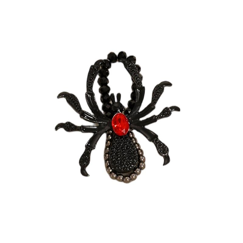 Meier Gothic dark punk statement halloween diamond spider necklace, bracelet, and ring set