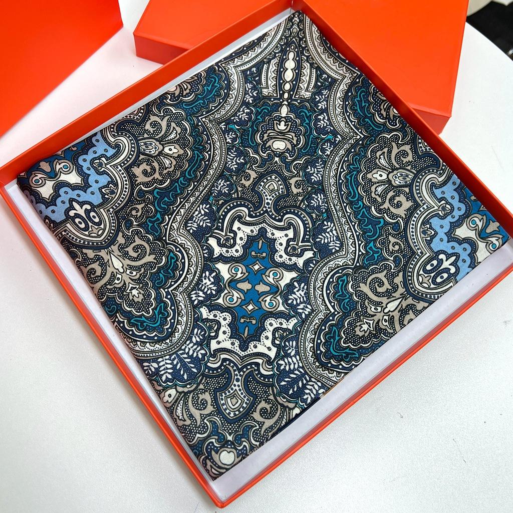 Silk Scarf Women'S Retro Cashew Flower Spring And Autumn Versatile 90 Plain Crepe Satin Square Scarf Mulberry Silk Scarf Shawl
