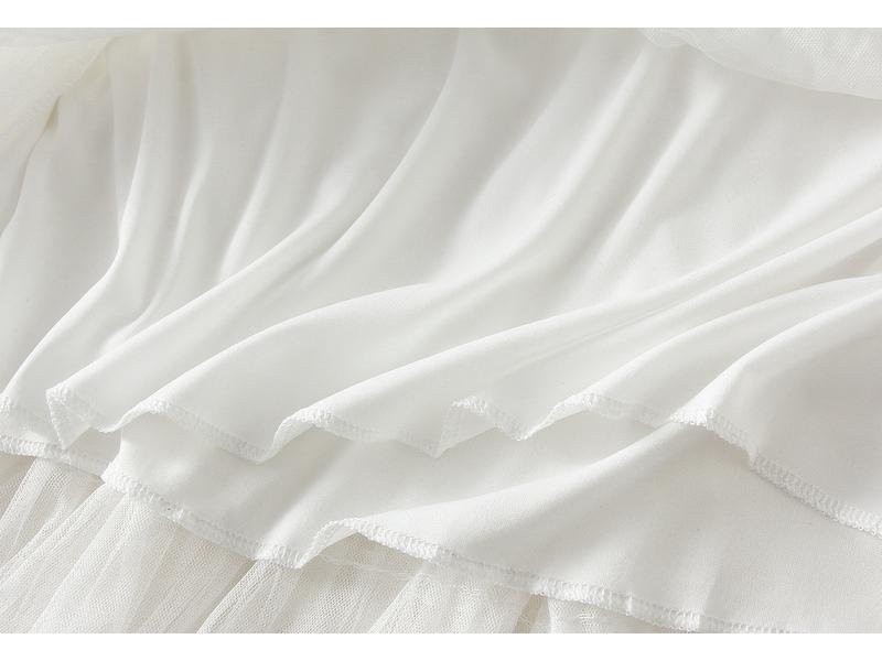 Women's Spring/Autumn 2024 Mesh Ruffle Midi Skirt, Socialite Long Slimming Cake Skirt 2210