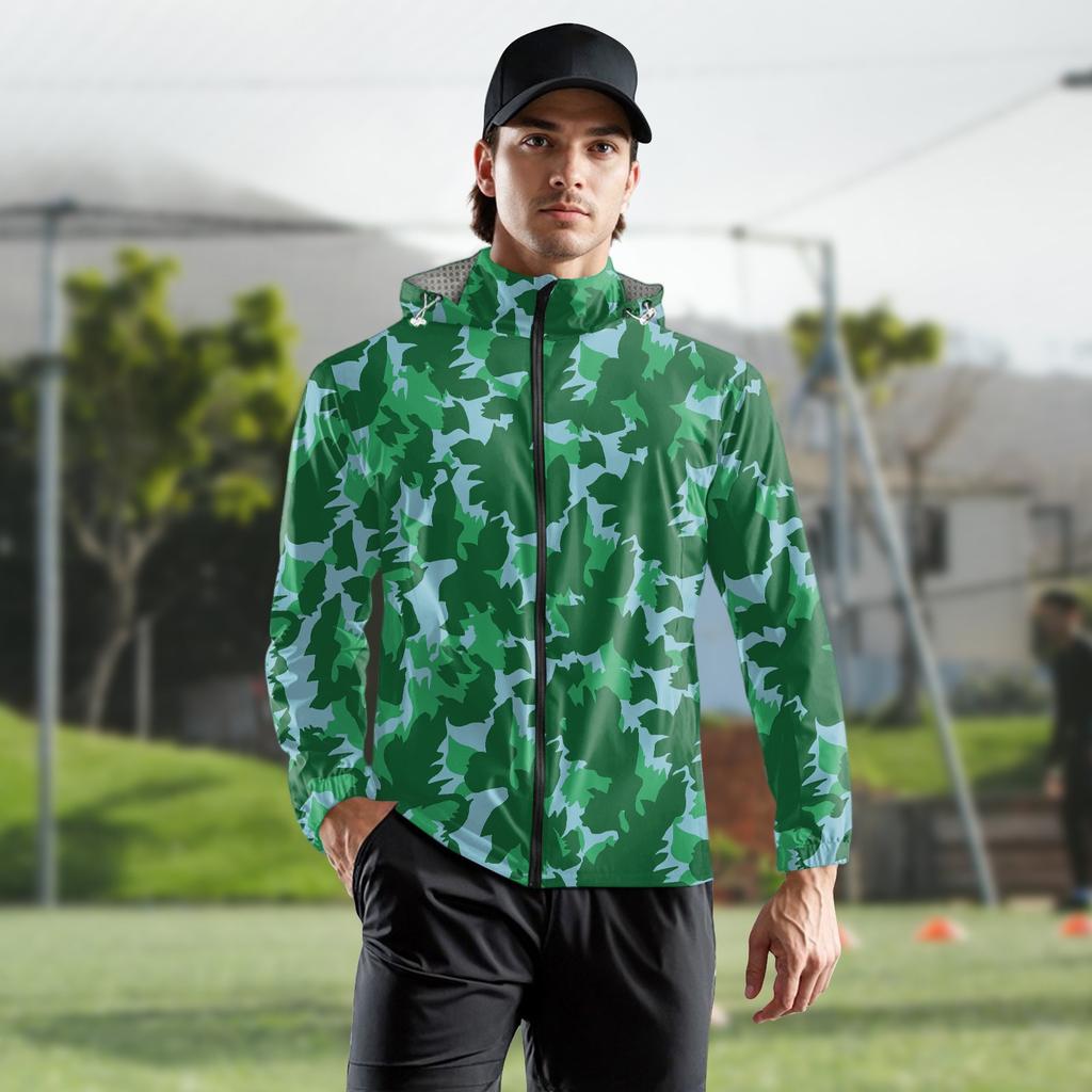 Children's Adult Fashion Printed Hooded Training Windproof Rainproof Sunscreen Sports Jacket Running Fitness Quick Dry Jacket
