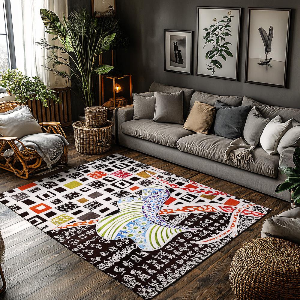 Unique Persian Carpet Pattern Area Rug Non-Slip Floor Mat Home Decor Living Room Entrance Doormat Modern Abstract Design Stylish